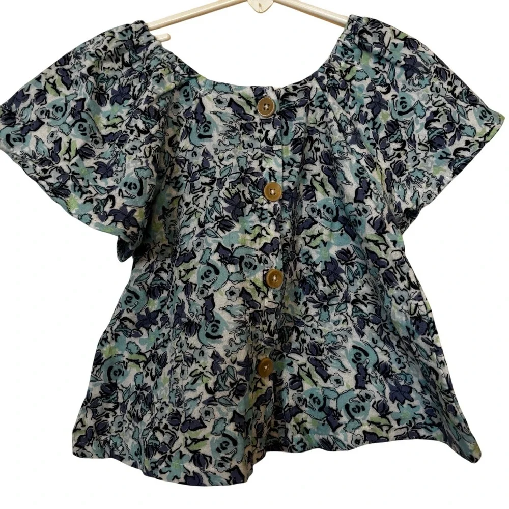 Jessica Simpson Girls‎ Blue Floral Top NWT Sz 12M Short Sleeve